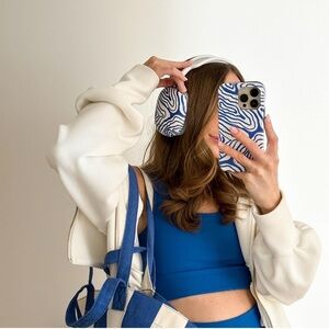 iPhone 15 Pro Max, Blue and White Pattern Phone Case